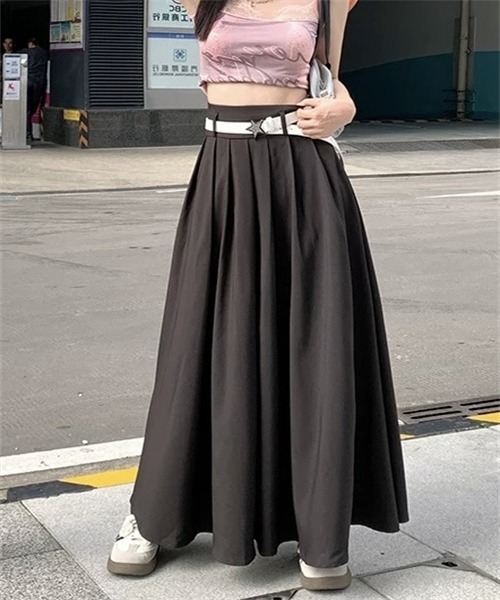  MAIL 児島職人仕上 ベイクドリンクル マキシスカート プリーツ FREE STYLISTS ロング スカート タックプリーツロングスカート