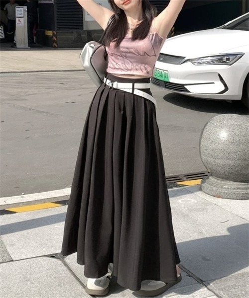 FREE STYLISTS スカート タックプリーツロングスカート : ZOZOTOWN