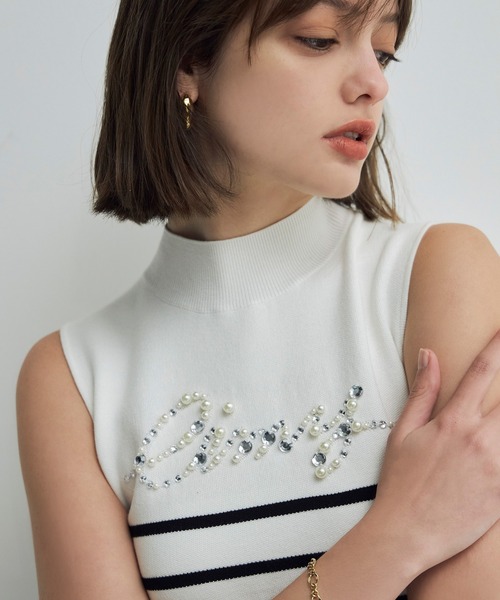 eimy istoire ニット セーター ビジュー刺繍ノースリーブニット