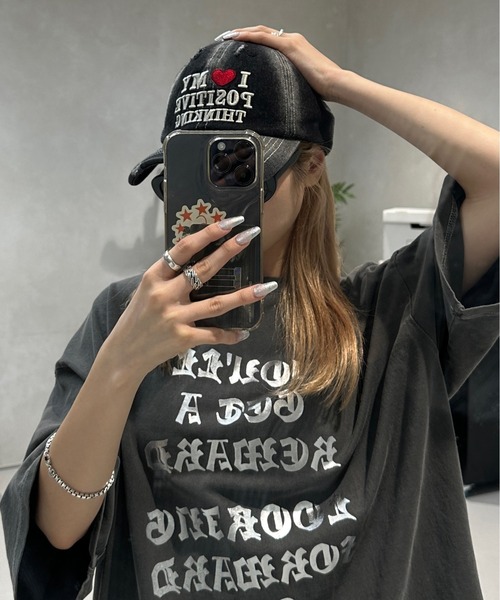 キャップ 帽子 オーバーダイデニムロゴ刺繍キャップ メンズ レディース