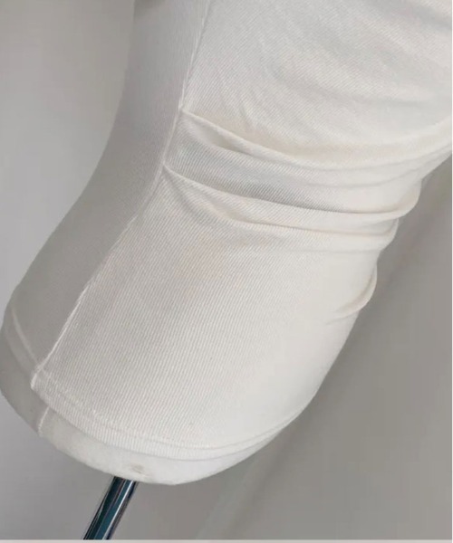 tシャツ ネック ドレープ ロング スリーブ カットソー レディース