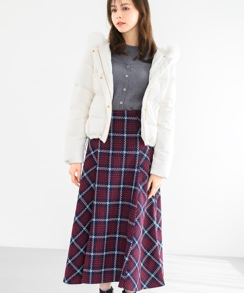 mushwear アウター リバーシブルショートダウン EZ042 赤 チェック 1週間以内お届け】リバーシブルショートダウン EZ042