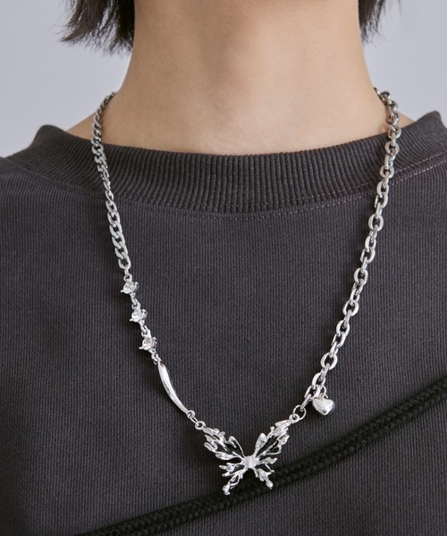Ellno Loset ネックレス バタフライチェーンネックレス メンズ