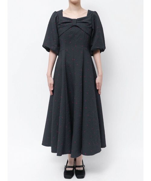 CALNAMUR / HEART PRINT RIBBON ワンピース HEART PRINT RIBBON OP/ハートプリントリボンワンピース