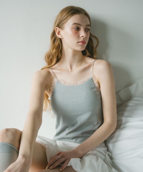 カップ付き キャミソール cup in tulle frill camisole／カップイン