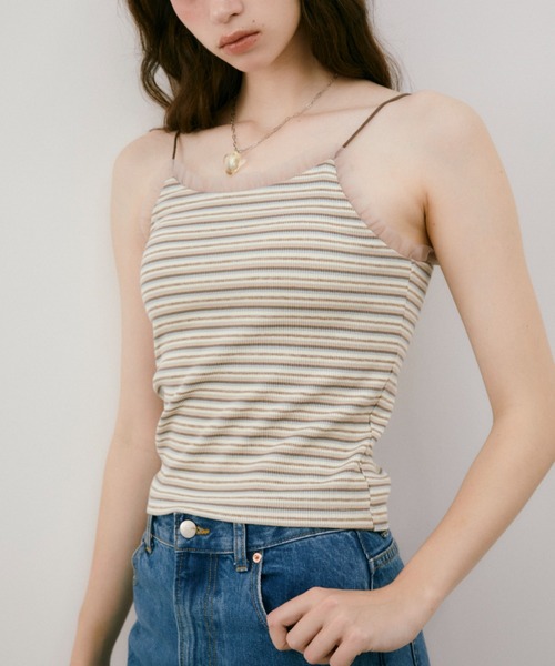 カップ付き キャミソール cup in tulle frill camisole／カップイン