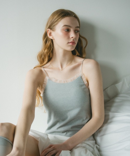 カップ付き キャミソール cup in tulle frill camisole／カップイン