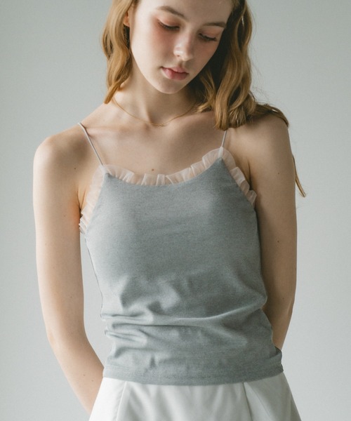 カップ付き キャミソール cup in tulle frill camisole／カップイン