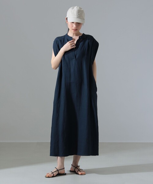 ビームス取扱♪ティッカ上質リネン100%ゆったりフレンチスリーブシャツワンピース Demi-Luxe BEAMS ワンピース TICCA / リネン 2WAY フレンチ