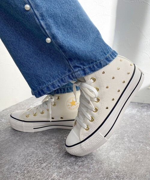 レディース 【CONVERSE】AS PLTS HEARTSTUDS HI WHITE 国内発送 ALL STAR PLTS HEARTSTUDS HI / オールスター PLTS ハート