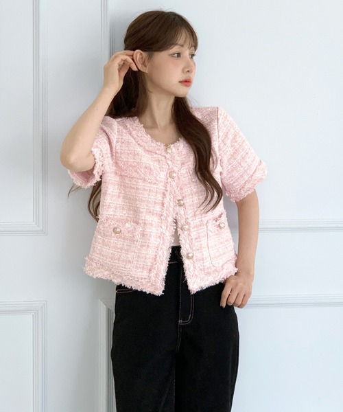 by muni:r ジーンズ デニム デニムパンツ リボン刺繍ポケットパンツ
