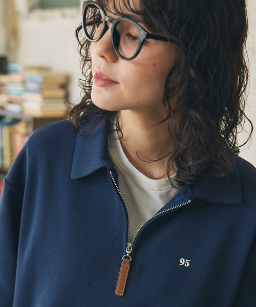 ワンピース ナンバリング刺繍 ハーフジップ 半袖 ポロワンピース