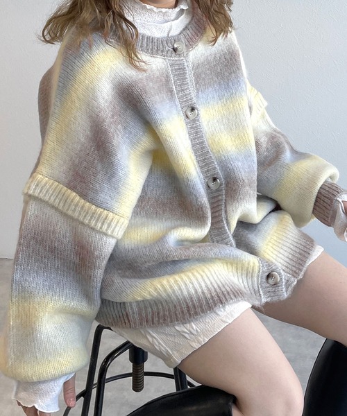 w closet（ダブルクローゼット） ニットカーディガン FREE イエロー