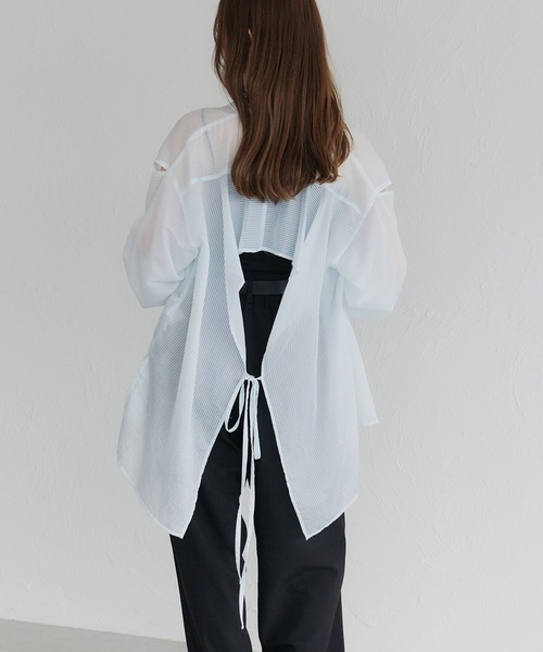 ブラウス シャツ BACK OPEN BLOUSE レディース raffime ブラウス シャツ バックオープンシアーシャツ