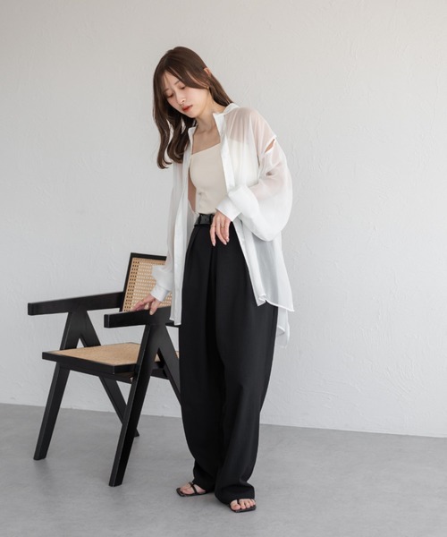 ブラウス シャツ BACK OPEN BLOUSE レディース raffime ブラウス シャツ バックオープンシアーシャツ