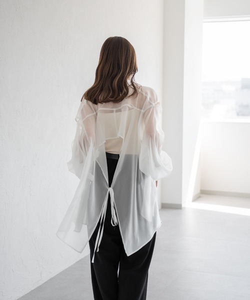 ブラウス シャツ BACK OPEN BLOUSE レディース raffime ブラウス シャツ バックオープンシアーシャツ