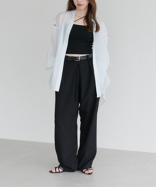 ブラウス シャツ BACK OPEN BLOUSE レディース raffime ブラウス シャツ バックオープンシアーシャツ