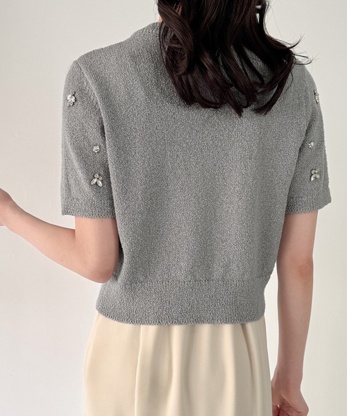 Herno♡ニット半袖カーディガン　美品 RODEO CROWNS WIDE BOWL | クロシェフラワー半袖ニットカーディガン