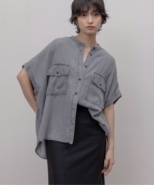 ブラウス シャツ テンセルデニム ドロップショルダーシャツ レディース