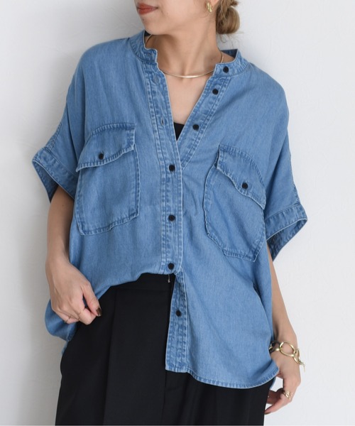 ブラウス シャツ テンセルデニム ドロップショルダーシャツ レディース テンセルデニム ドロップショルダーシャツ（シャツ/ブラウス