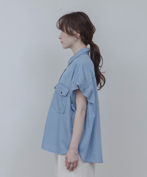 Eimee Law（エイミーロウ） ブラウス シャツ 半袖 テンセルデニム 