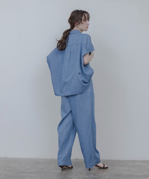 Eimee Law（エイミーロウ） ブラウス シャツ 半袖 テンセルデニム 