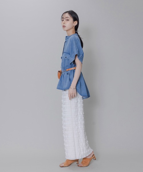 定番のお歳暮 Eimee Law ドロップショルダー テンセルデニム シャツ ブラウス トップス