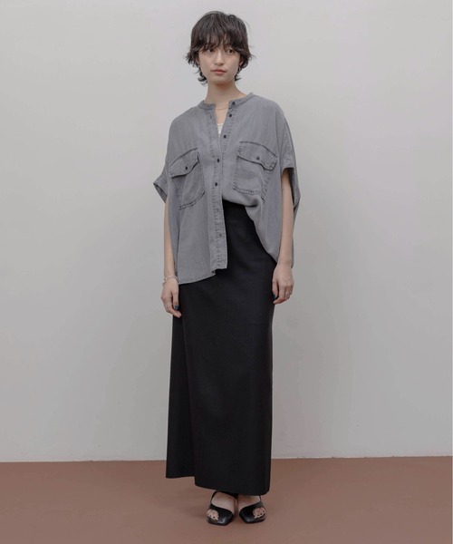 人気激安 Eimee Law ドロップショルダー テンセルデニム シャツ ブラウス トップス