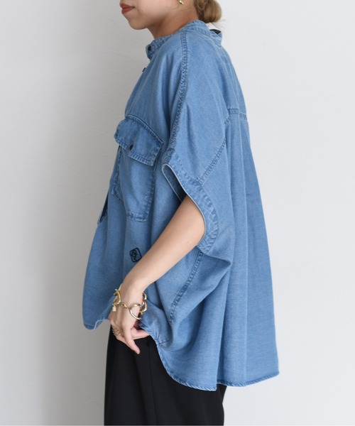 Eimee Law テンセルデニム ドロップショルダーシャツ Eimee Law ブラウス シャツ テンセルデニム ドロップショルダー