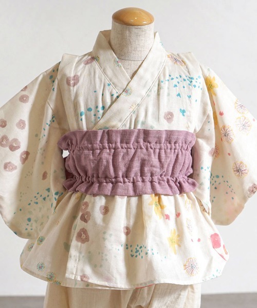 ゆかたん商品　8作品 レディース 浴衣 単品 綿麻【33】麻混 高級 ゆかた 白系 オフ