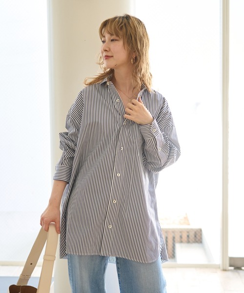 極美品 24SS ティッカ TICCA スクエアビックストライプシャツ