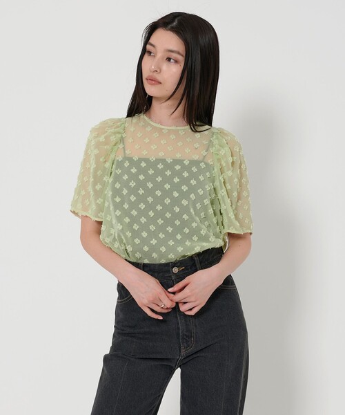 ✿ EMMEL REFINES ドット ショート シャツ ✿ EMMEL REFINES ブラウス シャツ 「EMMEL REFINES」EM シフォン