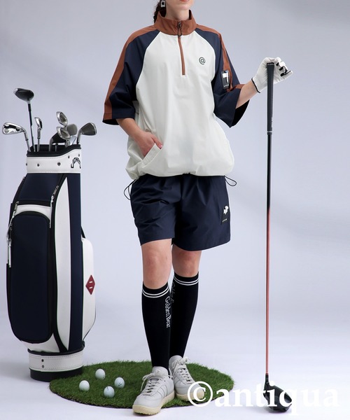 antiqua（アンティカ） 「STCH」ハーフジッププルオーバー レディース