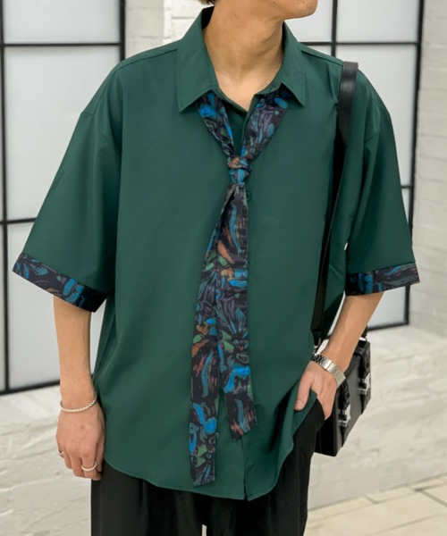 メンズ ネクタイ付きシャツ 大きめ タグ K00370 LANGGUANGHUシリーズ】☆シャツ☆ トップス 3color ネクタイ付き