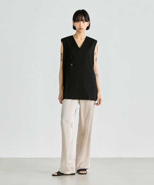 Edition（エディション） ベスト ジレ リネンストレッチ Vネックジレ