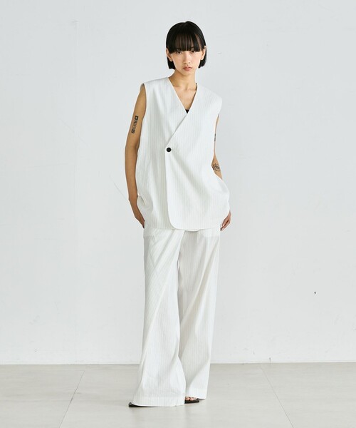 Edition（エディション） ベスト ジレ リネンストレッチ Vネックジレ