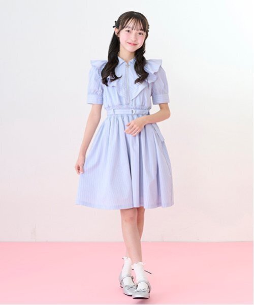 メゾピアノ新品新作タグ付きハーフジップフリルワンピース160 mezzo piano Junior ワンピース 「ニコプチ掲載」ハーフジップ