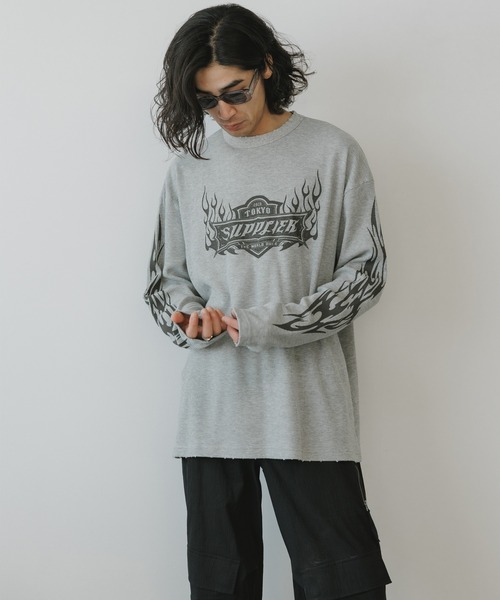 【美品】 ソルブレ　Sal-u-Bre ファイヤーパターン 長袖Tシャツ ON FIRE LONG SLEEVE TEE | FOOL SO GOOD