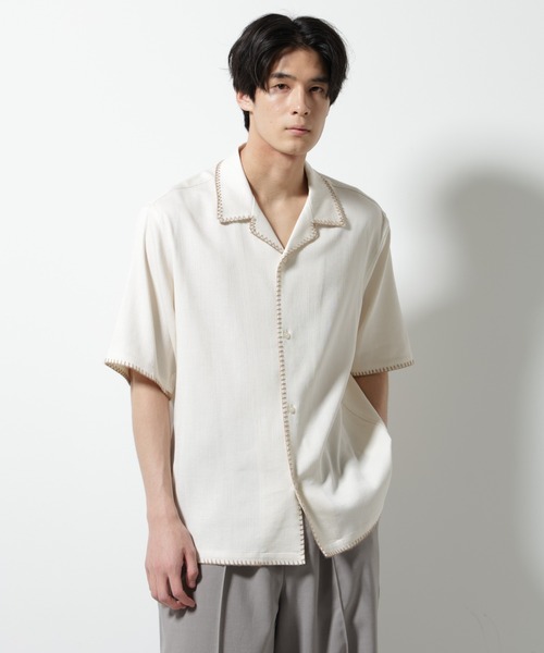 NANO universe シャツ ハンドステッチリラックスシャツ 半袖