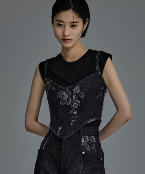 【未使用】FETICO×STUDIOUS別注ROSE DENIM BUSTIER FETICO（フェティコ） 「FETICO/フェティコ」「STUDIOUS別注」ROSE