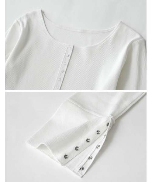 Re:EDIT（リエディ） tシャツ リブカットソースナップボタン