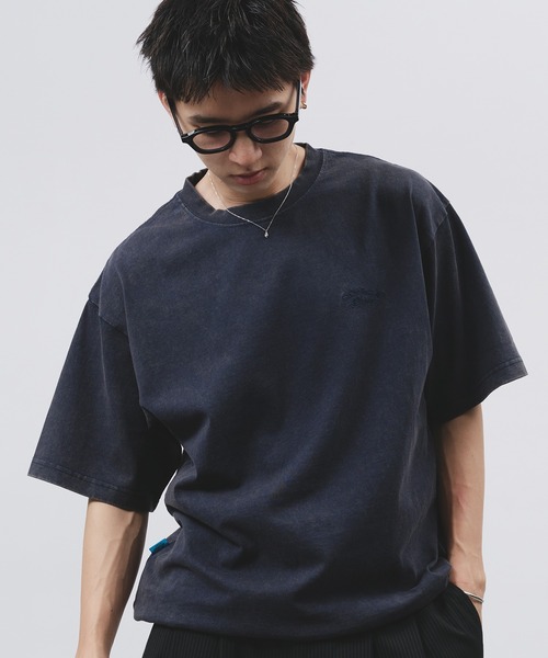 Tシャツ・カットソー IONSEOUL Wave hood wrap knit JE136 新色追加 ネイビー系】WAVE LOGO DRAWCORD T-SHIRT / ウェーブ