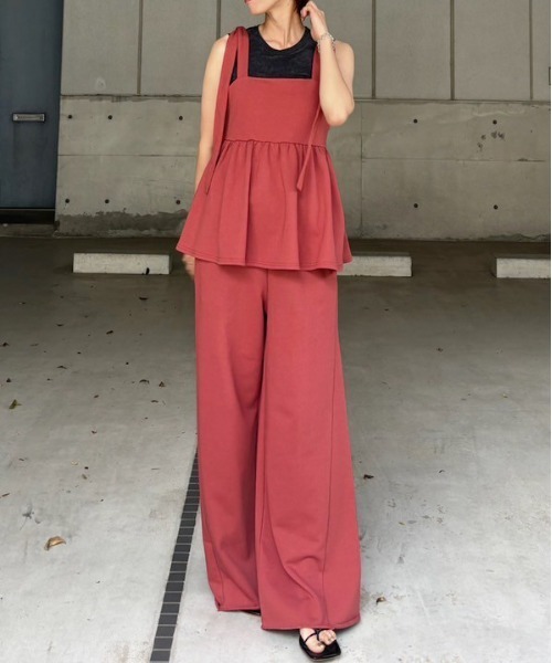 Ameri（アメリ） サロペット オーバーオール SWEAT PEPLUM SET ROMPERS