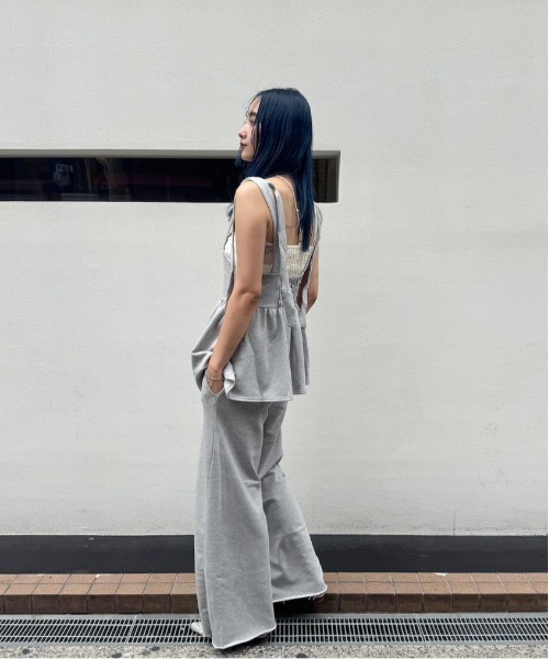 Ameri（アメリ） サロペット オーバーオール SWEAT PEPLUM SET ROMPERS