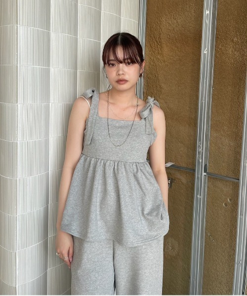Ameri（アメリ） サロペット オーバーオール SWEAT PEPLUM SET ROMPERS
