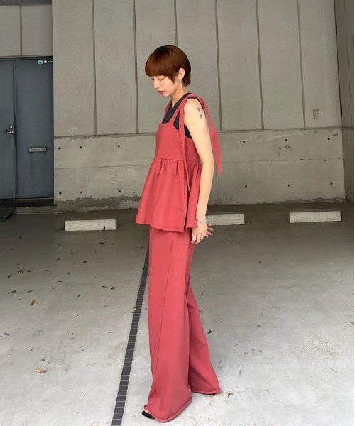 Ameri（アメリ） サロペット オーバーオール SWEAT PEPLUM SET ROMPERS