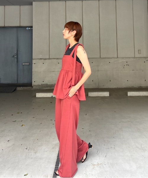 Ameri（アメリ） サロペット オーバーオール SWEAT PEPLUM SET ROMPERS