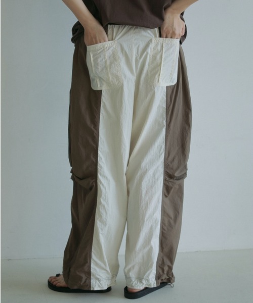 Bicolor Parachute Pants anuke 36 ブラウン　新品 ànuke online store（アンヌーク） / Bicolor Parachute