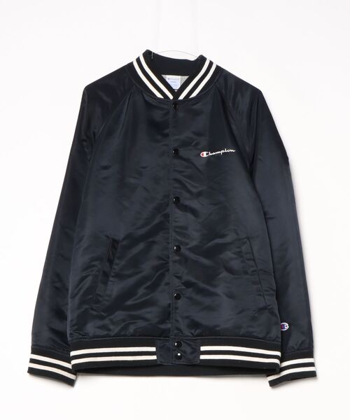Champion（チャンピオン） 刺繍スタジャン L ブラック メンズ