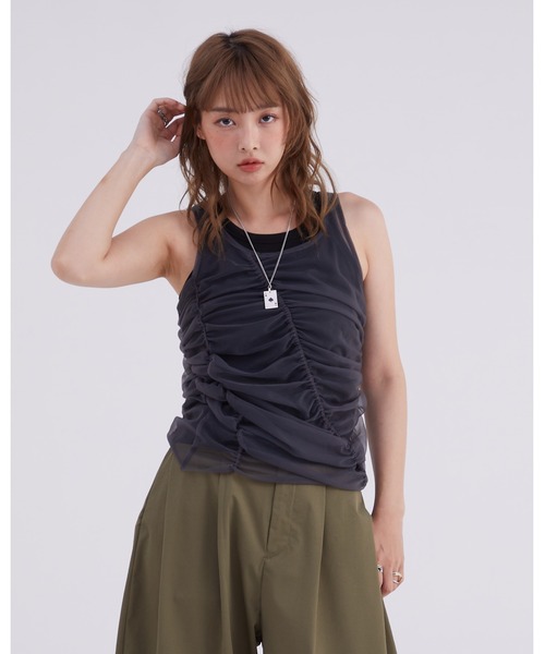 tシャツ シアーレイヤードタンクトップ「DIP IN CHOCOLATE」 レディース